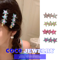 COCOJEWELRY Dopamine กิ๊บติดผมเด็กผู้หญิงสไตล์ Y2k พันปีน่ารักดาวห้าแฉกปิ่นปักผมสีเล็กๆสำหรับฤดูร้อน