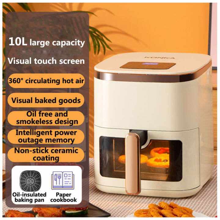10L Air Fryers Without Oil Hot Air Electric Fryer with Viewable Window