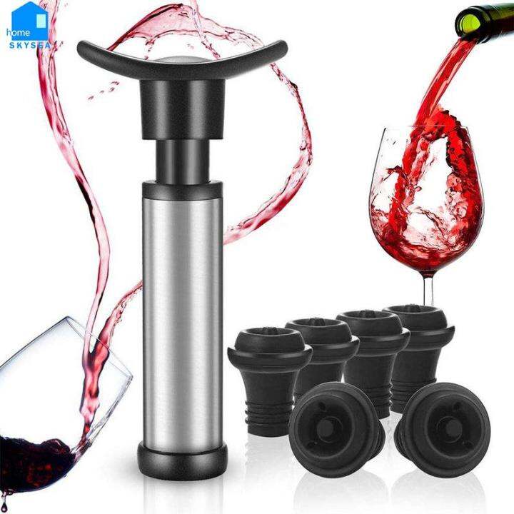 Skysea Wine Saver Pump Kit with 6 Reusable LeakFree Joystick Air