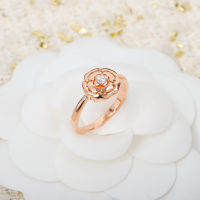 Hot Sale Famous Brand Rose Gold Color Camellia Ring Pure 925 Sliver Fashion Gift For Women Girl Exquisite Flower Luxury Jewelry