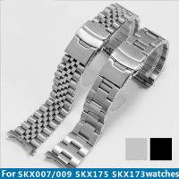 สแตนเลสสายเหล็กเหมาะสำหรับ SEIKO No. 5 SKX175 173 007สายนาฬิกาสีเงินสีดำ22มม. 20มม. นาฬิกาข้อมือ