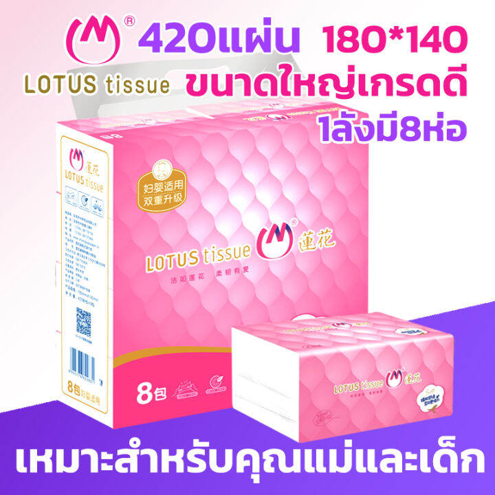 ทิชชู่สำหรับเด็ก-กระดาษทิชชู่-มี420แผ่น-4ชั้น-กระดาษเช็ดหน้า-ไม่เป็นขุย-ไม่ยุ่ยง่าย-เหนียวนุ่ม-ปลอดภัย-กระดาษชำระ-ไม่ระคายเคืองผิว