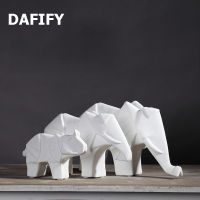 DAFIFY การตกแต่งบ้าน Origami เซรามิกสีขาวรูปปั้นช้างตกแต่งสำหรับห้องนั่งเล่นของตกแต่งโต๊ะ