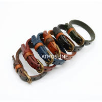 สร้อยข้อมือหนัง Athosline สำหรับผู้ชายและผู้หญิงสร้อยข้อมือย้อนยุค Unisex เครื่องประดับแฟชั่นคาวบอยลำลองดีไซน์เป็นกลางสำหรับคู่รัก