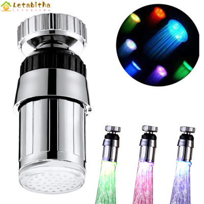 Letabitha ก๊อกน้ำ LED,แสงไฟสีเปลี่ยนเซ็นเซอร์อุณหภูมิอุปกรณ์ห้องอาบน้ำห้องครัวหัวฝักบัว