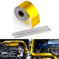 Car Gold Thermal Exhaust Tape Heat-Resistant Golden Aluminum Foil Tape Waterproof And Durable Thermal Insulation Self-Adhesive Adhesives Tape