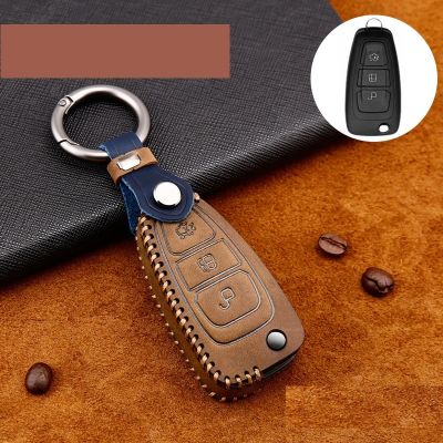 dfthrghd Genuine Leather Car Key Cover key Case for Ford Ranger C-Max S-Max Focus Galaxy Mondeo Transit Tourneo Custom
