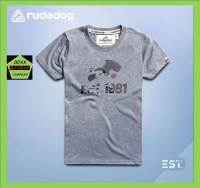 Rudedog เสื้อคอกลม ชาย หญิง  รุ่น Est Point  สีเทาอ่อน