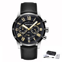 2021Benyar Mens Quartz Stainless Steel and Leather Chronograph Watch Roman numerals Wrist Watches 2019