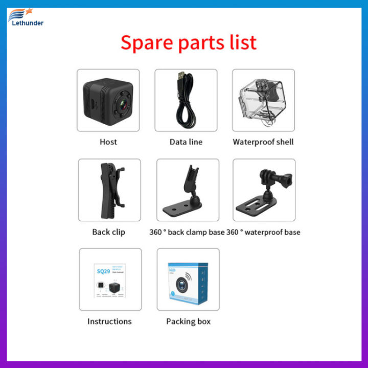 sq29มินิกล้องกันน้ำเชลล์กลับคลิป360องศากลับยึดฐานกันน้ำฐานสายข้อมูลฐานคู่มือผู้ใช้