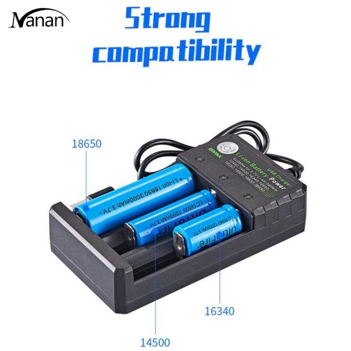 18650แบตเตอรี่ลิเธียมชาร์จสามช่อง-usb-ตัวชาร์จแบตเตอรี่แบบชาร์จได้ชาร์จอิสระ