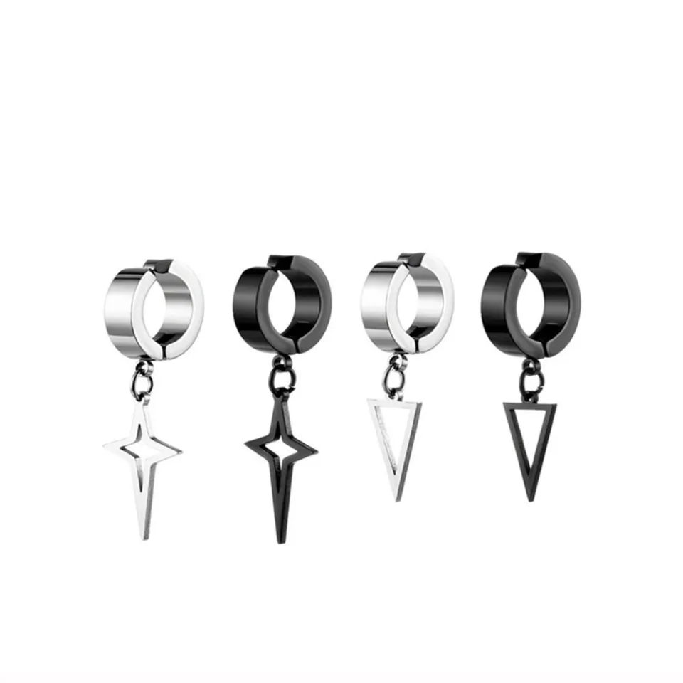 TSah Collection Magnetic Earrings For Men Clip On Earrings Hoop Cross  Stainless Steel Stud Earrings Non