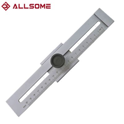 ALLSOME Carbon Steel 200mm/250mm/300mm Woodworking Measuring Screw Cutting Marking Gauge Scraper Ruler For Woodworking DIY Tool