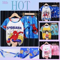 【Ready Stock】 ☍ C22 Summer childrens pajamas girls thin girls short sleeved boys cartoon home clothes set