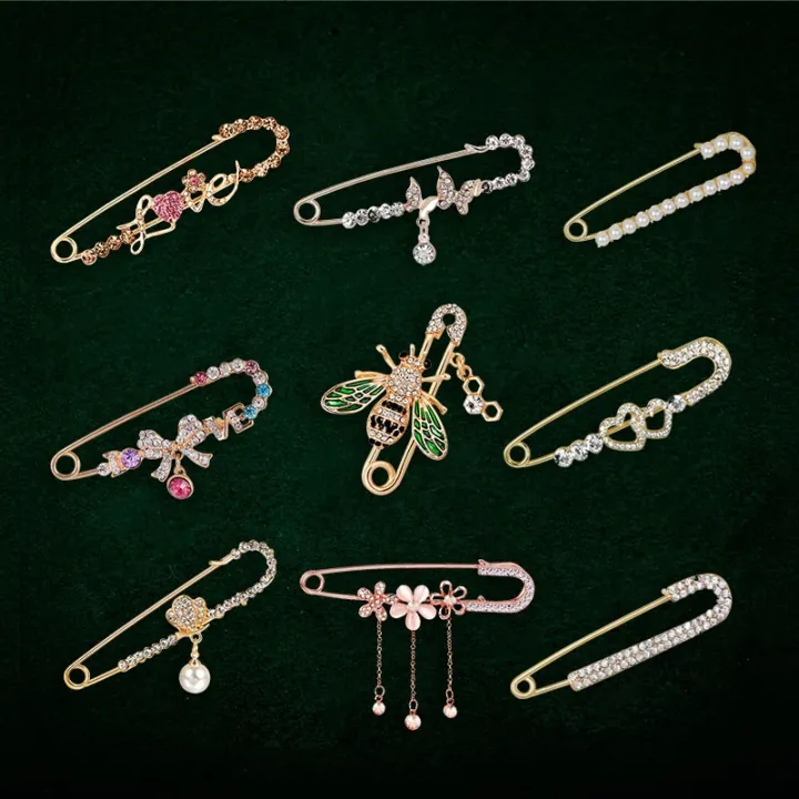 น่ารักคริสตัล Rhinestone สาขาเข็มกลัด Hijab Pins สำหรับผู้หญิงชุด