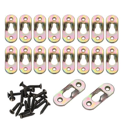20Pcs Metal Keyhole Hangers Screws Heavy Duty Hanging Plates Brackets Fasteners Hooks for Mirror Photo Picture Painting Frames