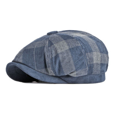 Peaky Blinders ลายสก๊อต Berets หมวกสำหรับชายหญิง Vintage Classic Englad สไตล์หมวกลำลอง Corduroy แปดเหลี่ยมหมวกจิตรกรหมวก