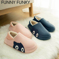 FUNNY FUNKY Winter Shoes for Women Waterproof EVA Slippers Short Plush Fleece Non-slip Sandals for Couple Outdoor Woman Shoes