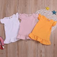 Summer 1-6T Baby Clothing Girls Infant Kid Baby Girl Solid Dress Solid Princess Gown Fly Sleeve Ruffle Party Chiffon Dresses  by Hs2023