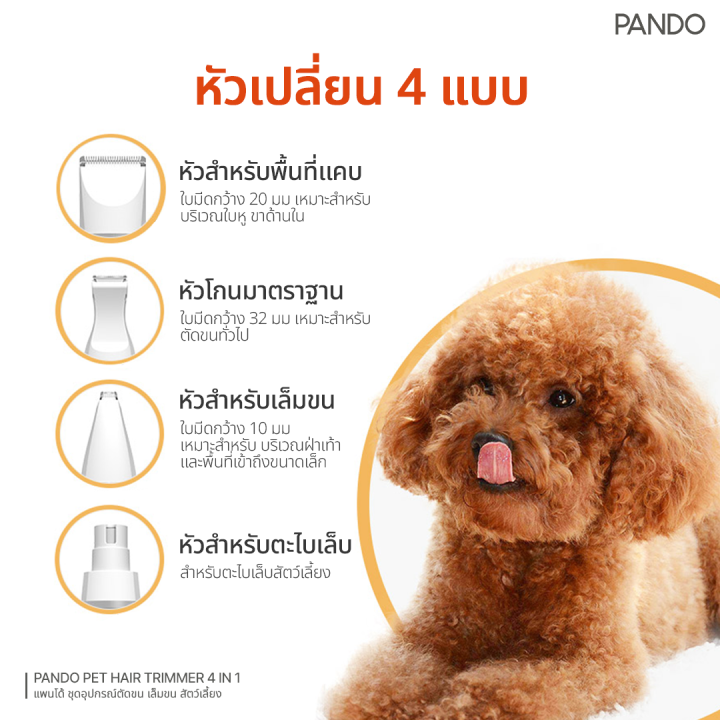 pando-pet-hair-trimmer-4-in-1-แพนโด้-ชุดอุปกรณ์ตัดขน-เล็มขน-สัตว์เลี้ยง