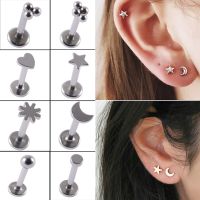 2PCS Surgical Steel Heart Ear Tragus Cartilage Piercing Mix Shape Labrets Lip Stud Ring Ball Lobe Earrings Body Piercing Jewelry Body jewellery