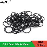 50Pcs NBR O Ring Seal Gasket Thickness CS 1mm OD 3 80mm Nitrile Butadiene Rubber Spacer Oil Resistance Washer Round Shape Black