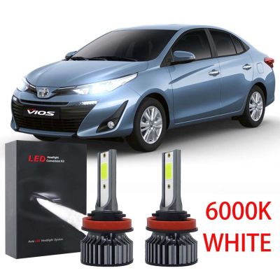 New ชุดแปลงไฟหน้า LED 6000K สีขาว สําหรับ Toyota Vios E Spec J Spec (NCP150) ปี 2013-2019 2 ชิ้น