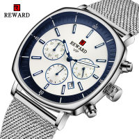 REWARD Casual Sports Watch for Men Top Brand Luxury Stainless Steel Mesh Wrist Watch Mens Clocks Waterproof Chronograph Watches