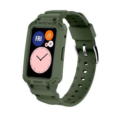 สายรัดนาฬิกาข้อมือสายยืดหยุ่นแบบปรับได้ TPU แบบรวม2020/นาฬิกาเกียรติยศ ES 2020 JSM ขนาดพอดีกับสำหรับนาฬิกา Huawei (สีเขียวทหาร)