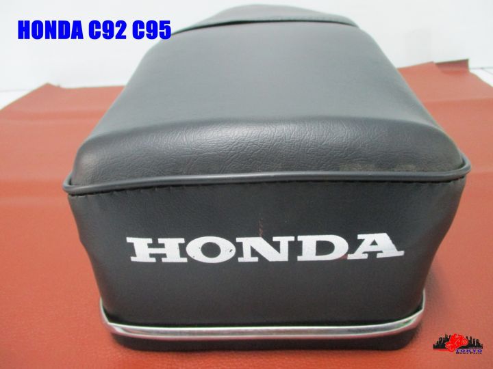 honda-c92-c95-black-complete-double-seat-assy-with-chrome-trim-เบาะ-เบาะรถมอเตอร์ไซค์-สีดำ-มีคิ้วโครเมี่ยม-สินค้าคุณภาพดี