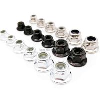 ∏○℗ 2/10pcs M3 M4 M5 M6 M8 M10 M12 Black Carbon 304 Stainless Steel Hexagon Flange Nylon Insert Lock Nut Self-locking Nylock Locknut