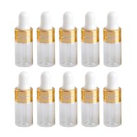 10 Pcs 3ml/5ml Refillable Clear Mini Empty Glass Dropper Bottle Protable Travel Aromatherapy Liquid Dispenser for Essential Oil Travel Size Bottles Co