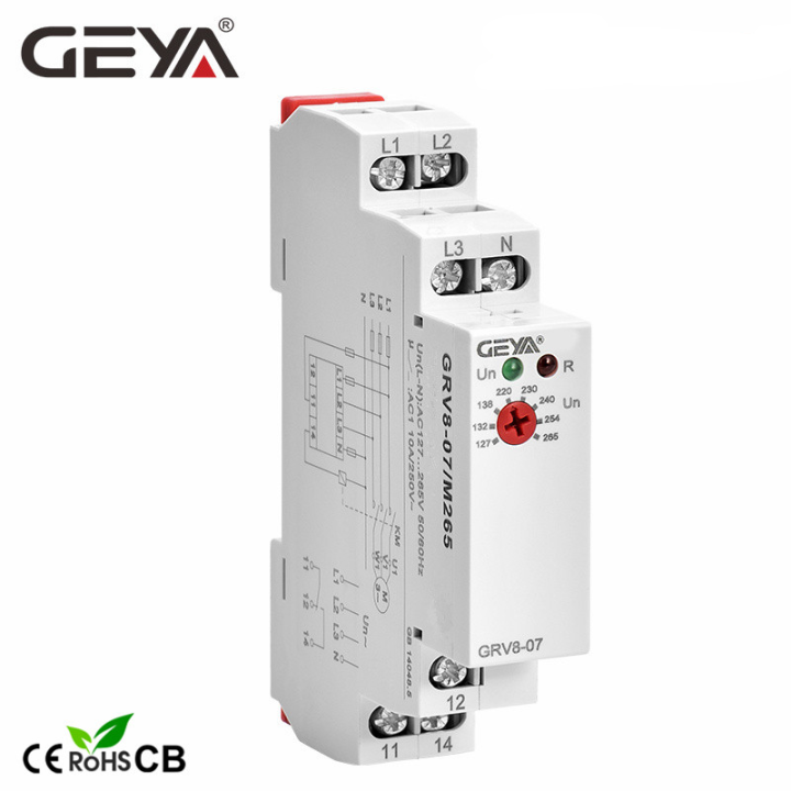 จัดส่งฟรี-geya-grv8-07รีเลย์ป้องกันไฟ3เฟสตรวจสอบแรงดันไฟฟ้าเฟสลำดับรีเลย์ควบคุม