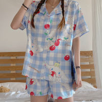 Kawaii Sanrioed Cinnamoroll Anime Pajamas Loose Cartoon Cute Short Sleeved Shorts Thin Two Piece Suit Summer Cotton Homewear Set