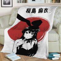 (Multi size available in stock)  Mai Sakurajima Bunny Girl Blanket Flannel Throw Blanket Personalized Photo Fleece Blankets for Sofa Gift DIY Home Decor  (Free personalized design available)