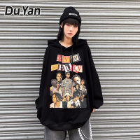 Du Yan ชุดคู่โอเวอร์ไซส์มีเชือกผูกของเสื้อฮู้ดกันหนาวสตรี