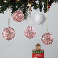 4Pcs 8CM Christmas Tree Hanging Balls Sequined Shiny Ball Pendant Christmas Tree Home Party Hanging Decorations New Year 2023