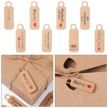 100pcs Kraft Paper Merci Gift Labels Party Decor Thank You Printed Hang Tag  Paper Card DIY