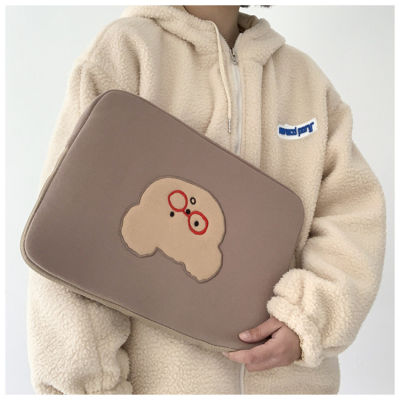 Green Pink Brown Bear Tablet Laptop Storage Bag For Mac Ipad pro 9.7 11 13 13.3 15 inch Cartoon Glasses Bear Ipad Sleeve Bag