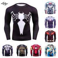 เสื้อยืดแขนยาวผู้ชาใหม่ พิมพ์ลาย Spider Man Venom ชุดกีฬาฤดูร้อนเสื้อยืดแฟชั่นลำลอง