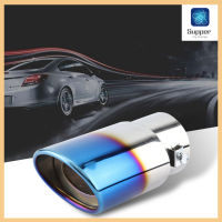 Chrome Blue สแตนเลส Universal รถท่อไอเสียตรงท่อไอเสียด้านหลัง Tail Throat Chrome Blue Stainless Steel Universal Car Straight Exhaust Pipe Rear Muffler Tip Tail Throat