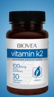 BIOVEA VITAMIN K2 100 mcg (with Alfalfa) / 30 Vegetarian Capsules