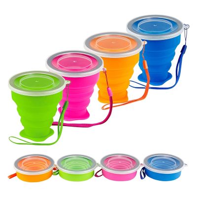 【CW】ↂ  Silicone Folding Cup Outdoor Cups Telescopic With Dustproof Cover Children Drink Tools