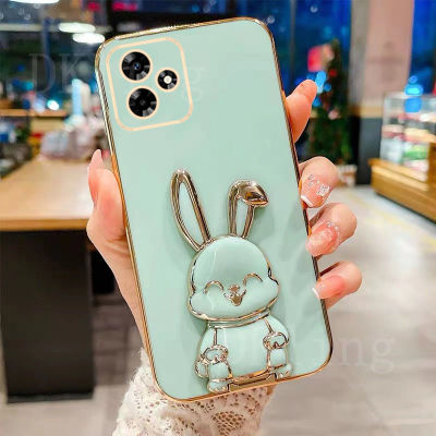 2023เคสโทรศัพท์สำหรับ C53 Realme OPPO เคสปลอกอ่อนซิลิโคนเคลือบหรูหราพร้อมตัวยึดกระต่ายลายการ์ตูนน่ารักฝาหลังกันกระแทก