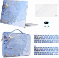 MOSISO Compatible with MacBook Pro 13 inch Case 2016-2020 A2338 M1 A2289 A2251 A2159 A1989 A1706 A1708, Plastic Watercolor Marble Hard Case&amp;Bag&amp;Keyboard Skin&amp;Webcam Cover&amp;Screen Protector, Blue