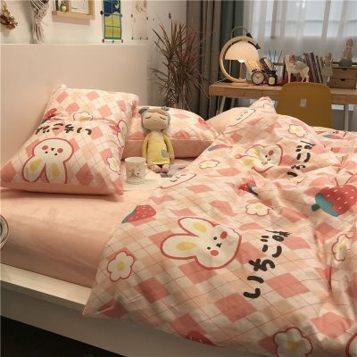 4 times bedding single three-piece student dormitory double quilt cover sheet