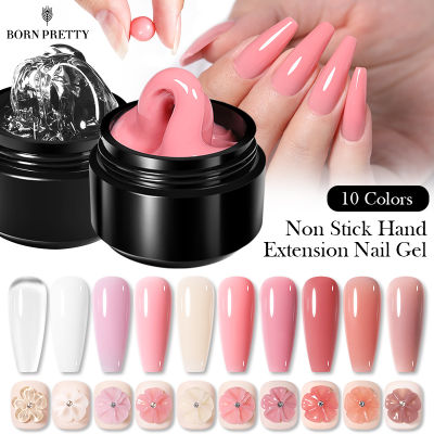 BORN PRETTY 15Ml Non Stick Hand Extension Nail UV Gel Carving Flower Nail Shaping Nail Extension Pink Nude Solid Nail Art Polish