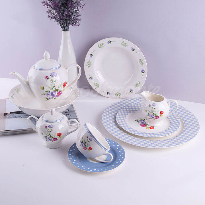 Capodimonte Dinner Set Keramik isi 47 Pcs Square Blue Lazada Indonesia