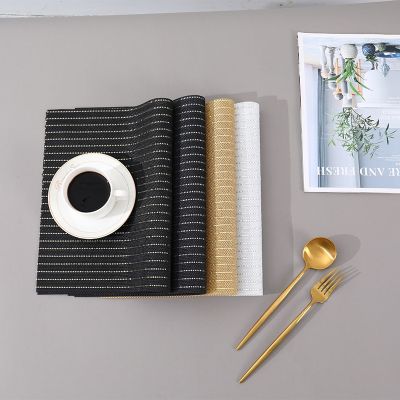 ❃❁✶ New modern minimalist striped square placemat Teslin PVC placemat heat insulation mat table mat hotel western food mat