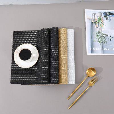 ❃❁✶ New modern minimalist striped square placemat Teslin PVC placemat heat insulation mat table mat hotel western food mat